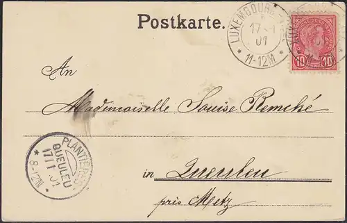 AK 4 Jahreszeiten WINTER 1901 gelaufen aus Luxemburg  (12380