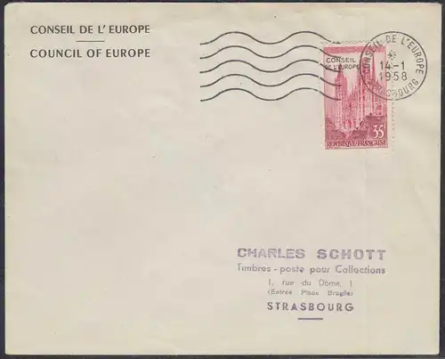 Frankreich-France 1958 Mi.Nr.1 Dienstmarke Europarat Ersttag 35 Fr. Ersttag