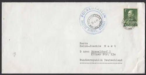 Norwegen 1971 Polarkreis Stempel nach Düsseldorf ARCTIC CIRKLE   (26348