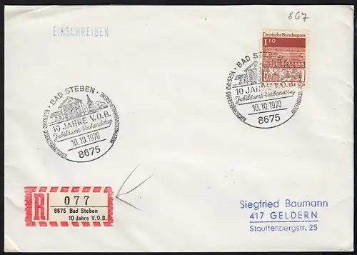 Bad Steben R-Brief 1970 mit Sonder R-Zettel     (17509