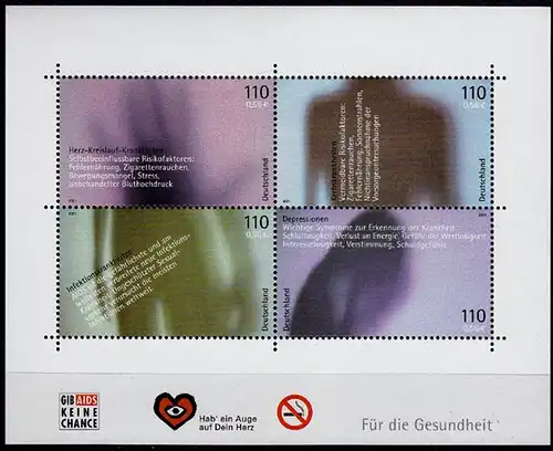 Germany Federal Republic 2001 Mi.Block 54 ** MNH For health  (6774