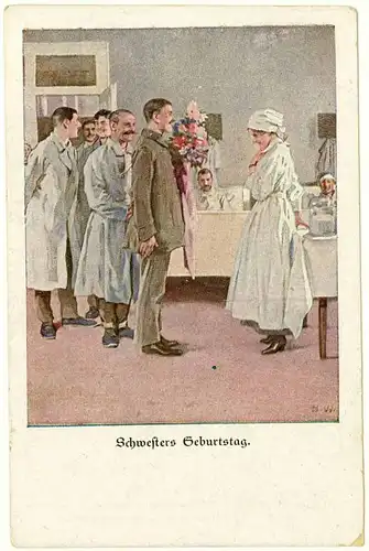 AK Wennerberg-Kriegspostkarte 1918 Feldpost Schwesters Geburtstag   (2980