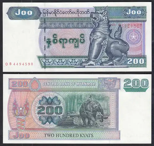 Burma - Myanmar 200 Kyats (2004) Pick 78 UNC (1)    (30274