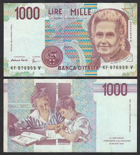 Italien - Italy 1000 Lire Banknote 1990 VF (3) Pick 114c   (28535