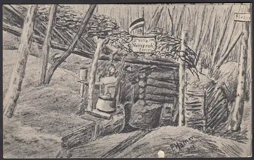 AK Handgemalt 1914 von F.Hamm Villa Waldesruh   (25907