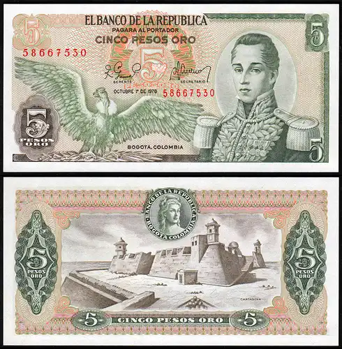 Kolumbien - Colombia 5 Pesos Oro 1978 Pick 406f UNC (1)    (14253