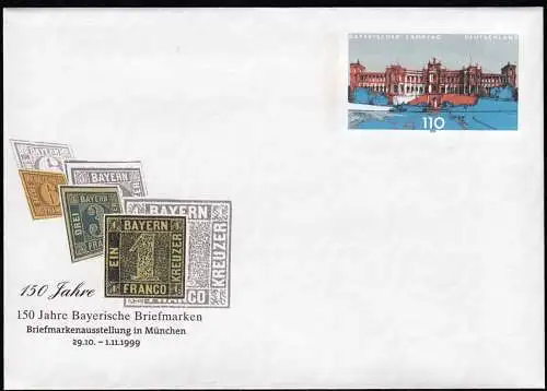 Ganzsache 1999 UMSCHLAG 150 Jahre Bayern Briefmarken Bundesrepublik USo 11(14468