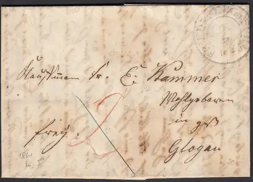 1861 Alter Brief mit Inhalt von FRIEDEBERG K2 Schlesien nach Glogau  (28680