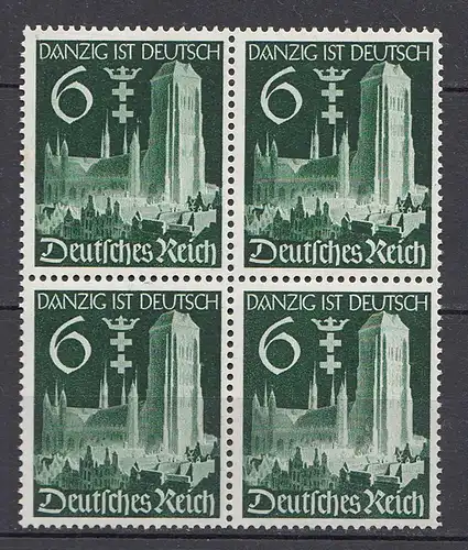 3. Reich WW2 1939 Mi. 714 ** MNH Block of 4 Danzig Marienkirche  (19915