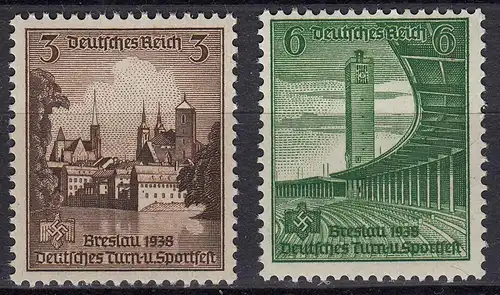 3. Reich WW2 1938 Mi. 665-66 ** MNH Turn- + Sportfest Breslau  (19904