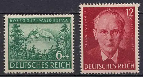 3. Reich WW2 1943 Mi. 855-56 ** MNH Geburtstag Peter Rosegger  (19918