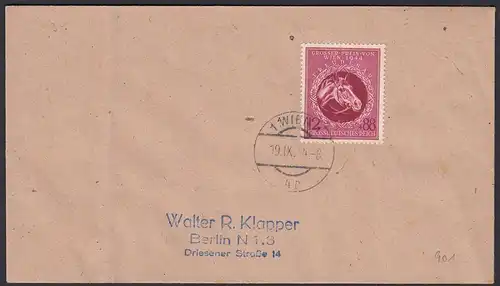 3. Reich WW2 1944 Mi. 901 auf Umschlag Großer Preis von Wien  (20431