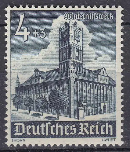 3.Reich DR WW2 - 1940 Mi.Nr. 752 ** MNH 4+3 Pfg. Rathaus Thorn WHW   (19922