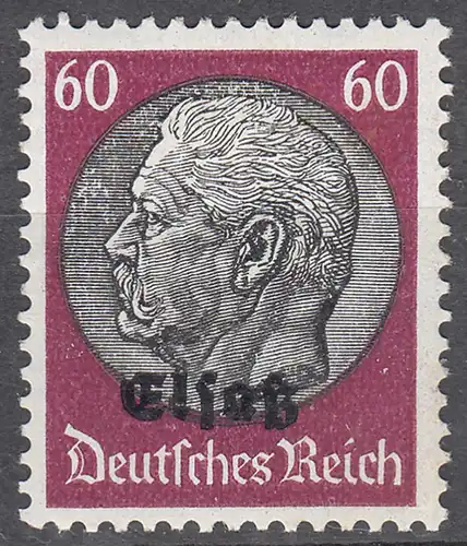 Deutsche Besetzung 2.WK Elsass 60 Pfennig Mi. 14 ** MNH   (30208