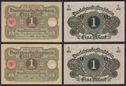 2 Stück á Ros 64 - 1 Mark Nummern in Folge 1920 Pick 58 UNC (1)    (30292