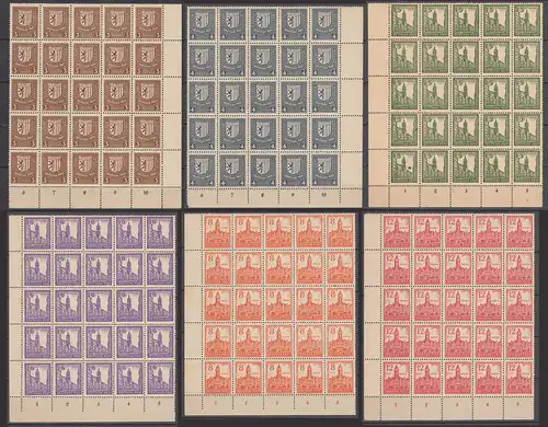 1946 SBZ 25 Sätze Michel Nr. 156-161X postfrisch MNH im 25er Block   (30320