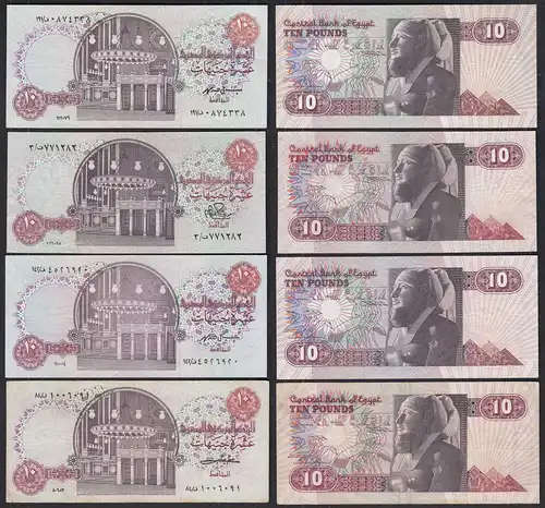 Ägypten - Egypt 4 Stück á 10 Pounds Banknoten versch. Jahrgänge ca. VF (3)