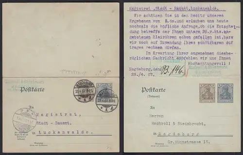 Antwortkarte 1907 Ganzsache 2+3 Pfg. Magdeburg nach Luckenwalde    (30337