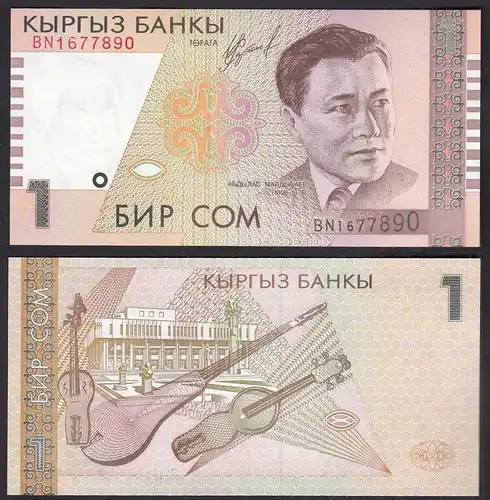 Kirgistan - Kirgisistan - Kyrgyzstan 1 Som 1999 Pick 15a  UNC (1)     (30354
