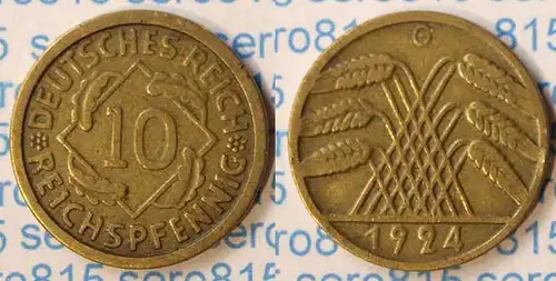 Jaeger 317 - 10 Reichspfennig 1924 G - Weimar    (p661