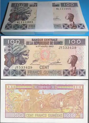 Guinea - Guinee 100 Francs  "1998"  Pick 35a UNC  Bundle á 100 Stück Dealer Lot 