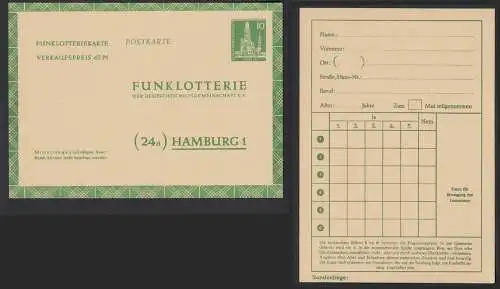 Berlin Funklotterie Postkarte FP5 ungebraucht 1957       (30434
