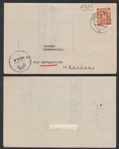 Gerichtsbrief 1946 von VAREL nach NORDEN    (30419