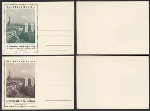 Münster Westfalen 1936 2 Stück Bildpostkarten 3. Briefmarken-Ausstellung  (30444