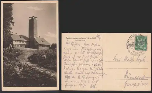AK 1925 Gedächtnishaus auf dem Fohrenbühl bei Lauterbach      (30452