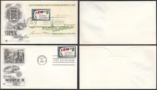 USA  1966 Block + Marke je auf FDC SIPEX PHILATELIC EXHIBITION   (30457