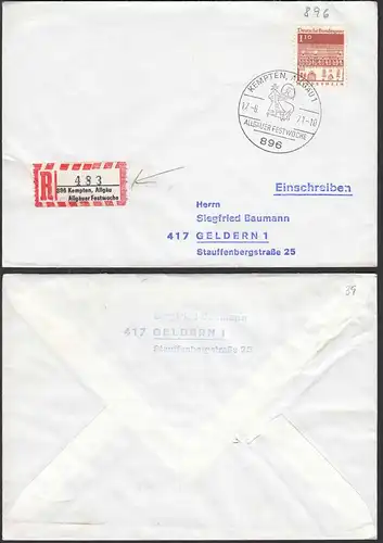 KEMPTEN Allgäuer Festwochen 1971 Einschreiben Sonderzettel    (30510