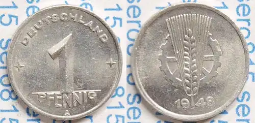 DDR 1 Pfennig 1948 A Kursmünze Jäger 1501     (n965