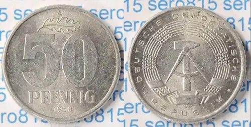 DDR 50 Pfennig 1958 A Kursmünze Jäger 1512     (n976