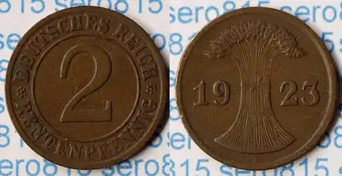 2 Rentenpfennig 1923 F Weimar Jäger Nr. 307     (P711