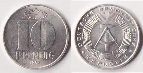 DDR 10 Pfennig 1983 A Kursmünze Jäger 1510 bfr     (P420