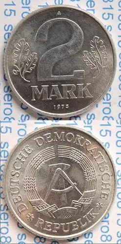 DDR 2 Mark 1975 A Kursmünze Jäger 1516     (n966