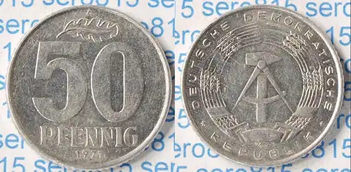 DDR 50 Pfennig 1971 A Kursmünze Jäger 1512     (n977