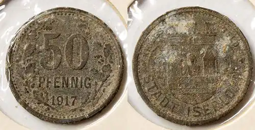Notgeld Iserlohn 50 Pfennig 1917 Zink ⌀22,7 cm Funck 228,4    (n839
