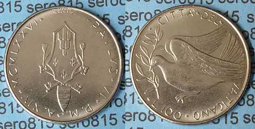 Vatikan - 100 Lire Münze 1974    (9407