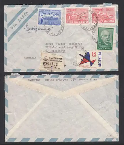 Argentinien - Argentina 1951 R-Brief nach Wiesbaden   (30518