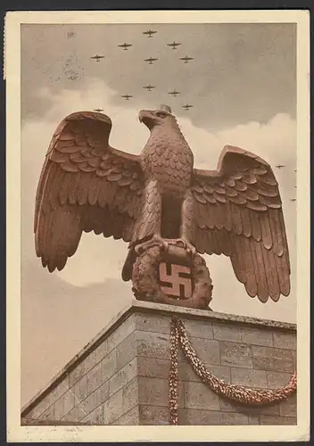 AK NS Propaganda Karte 3.Reich Nürnberg Reichspateitag Luipoldarena Hoheitsadler