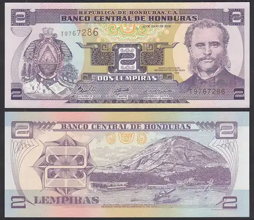 Honduras 2 Lempira Banknoten 2006 Pick 80 Ae UNC (1)    (30636