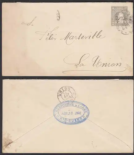 Chile Ganzsachen Umschlag 2 Cent 1909 Stationery cover Río Bueno - La Union