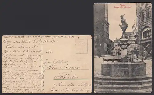 AK Aachen 1917 Denkmal "Der Hühnerdieb"    (30638