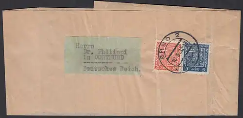 TSCHECHOSLOWAKEI - CZECHOSLOVAKIA - 1932 Streifband BRNO nach Dortmund   (28433
