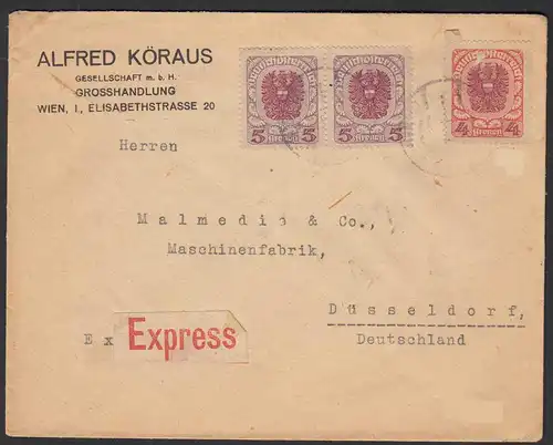 Österreich Express-Brief Wien 1921 nach Düsseldorf     (30580
