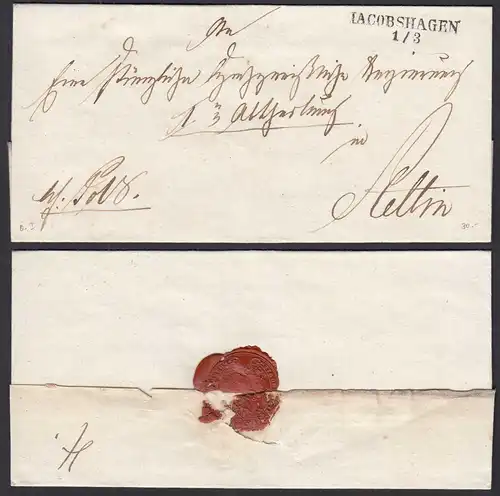 Vorphila Umschlag ca. 1825 IACOBSHAGEN L2 = JACOBSHAGEN - STETTIN  (30639