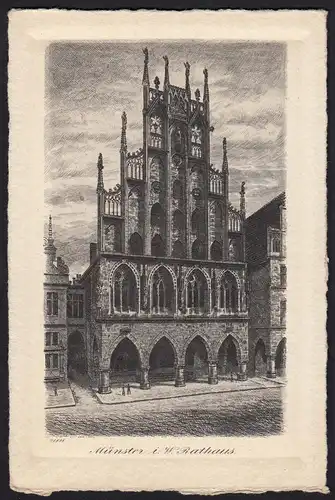 AK Münster Westfalen Rathaus Prinzipalmarkt Büttenpapier   (16839