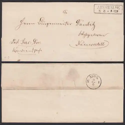 Pommern Umschlag ARNSWALDE R2 gelaufen nach NEUWEDELL (heute Polen)   (30644