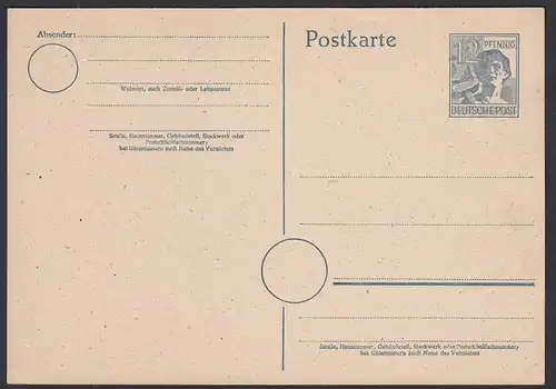 Alliierte Besatzung 12 Pfennig Ganzsache 1947 ungebraucht   (30676